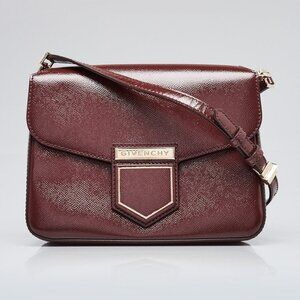Givenchy Burgundy Patent Calfskin Leather Nobile Flap Bag
